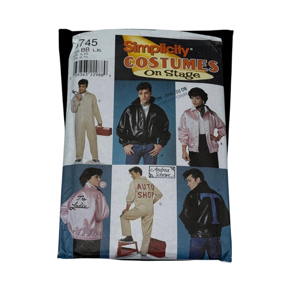 Simplicity 8745 Sewing Pattern Grease Jacket Costume Size L-XL New Uncut